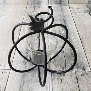 Metal Black Pumpkin with Glass Votive Candle Holder - Thanksgiving